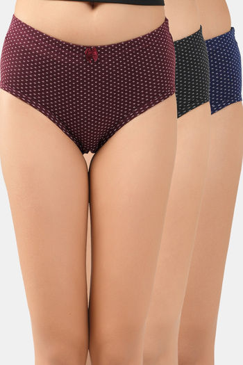 Buy Lady Lyka Medium Rise Full Coverage Hipster Panty (Pack of 3) - Multicolor